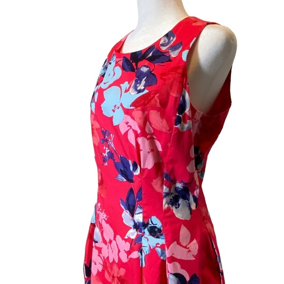 VINCE CAMUTO women's 12 floral pink sleeveless fit & flare party summer dress - Picture 6 of 10